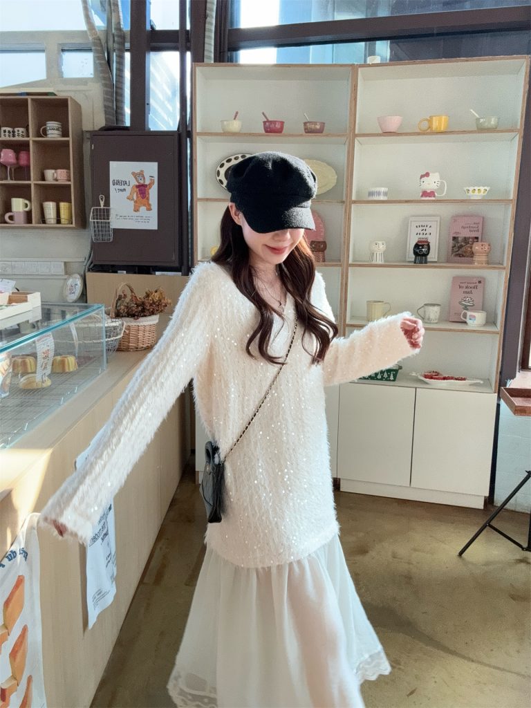 Sweet Salt-Style Two-Piece Look Sequin Long Dress