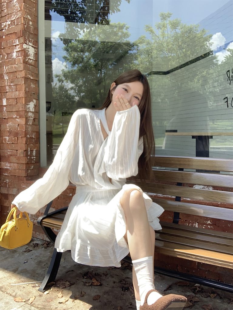 Sweet Cinched Waist Bow Irregular Dress